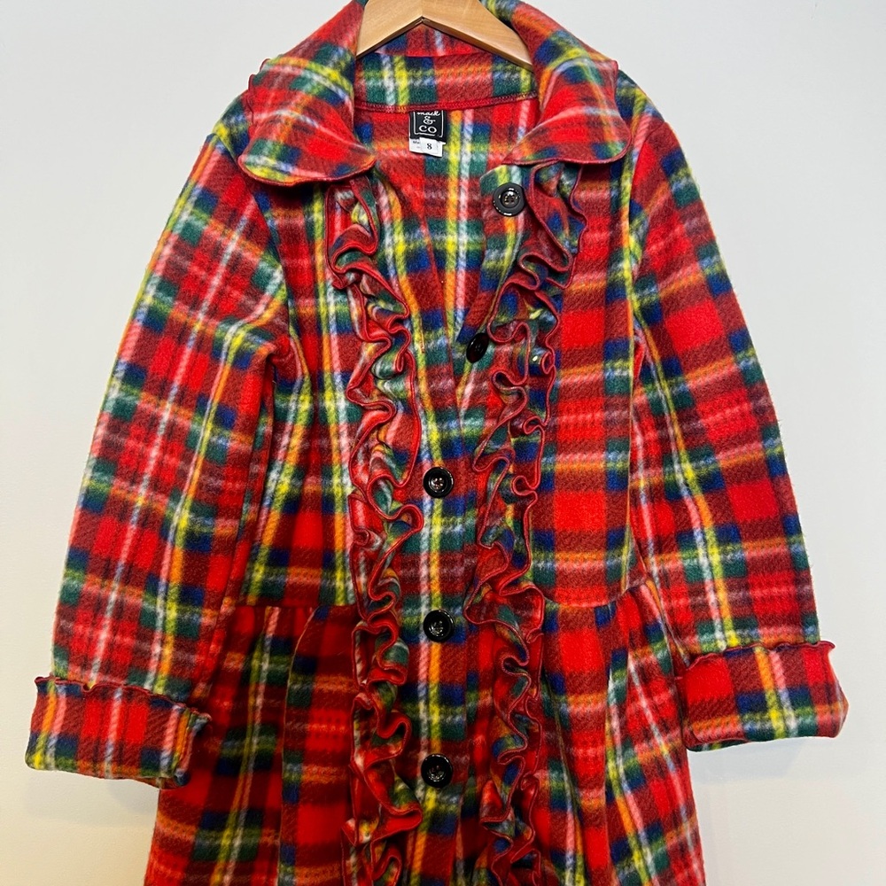 NWOT. MACK & CO. Red Plaid Double-Breasted Coat